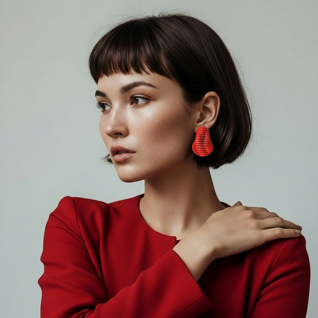Pendientes Rojos Ovales erodere B