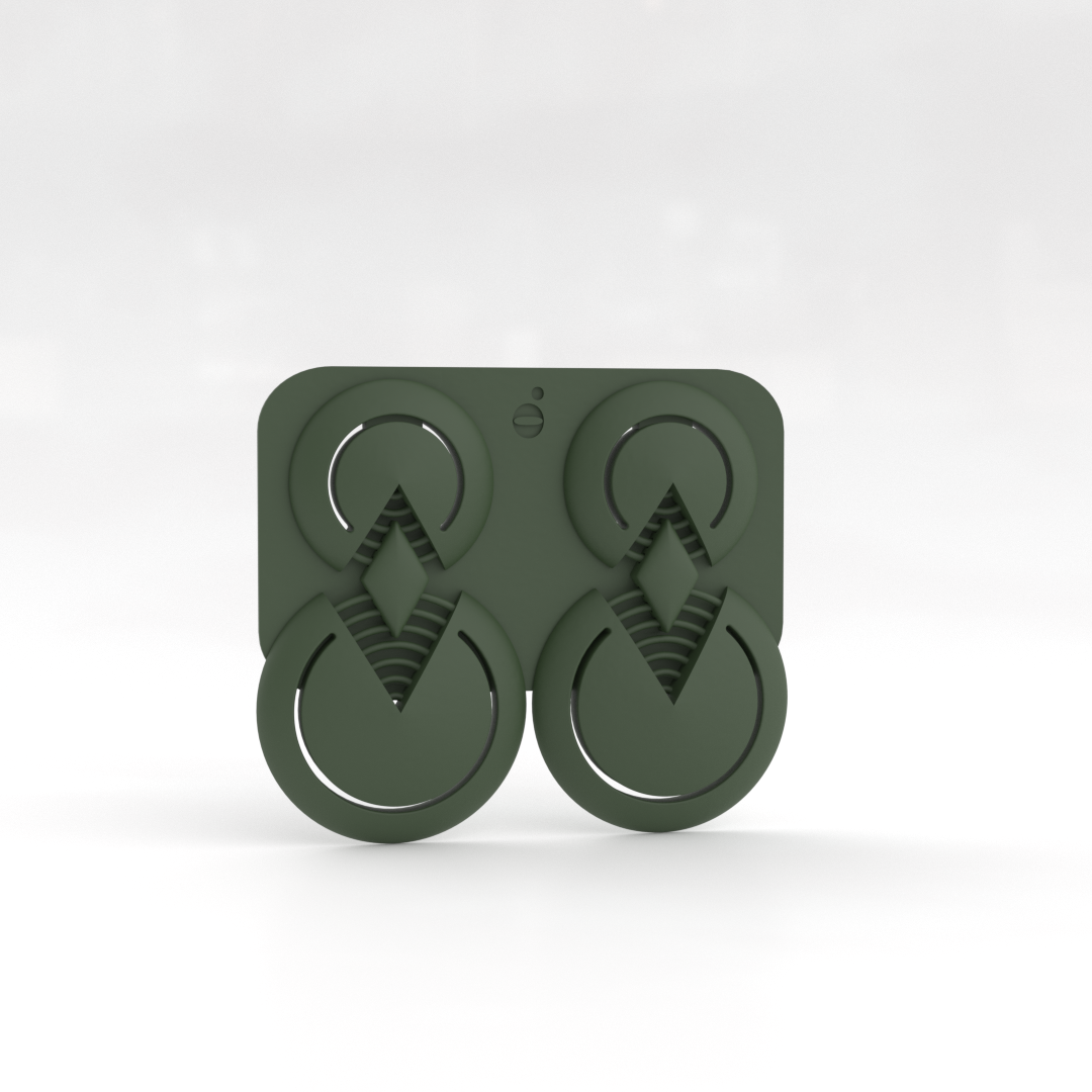 Pendientes largos inuk en verde militar