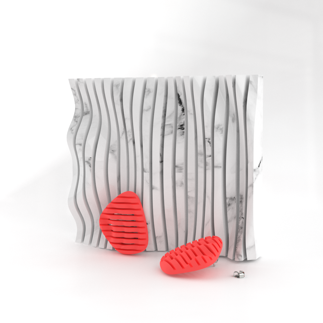 Pendientes botón rojos cuadrados 